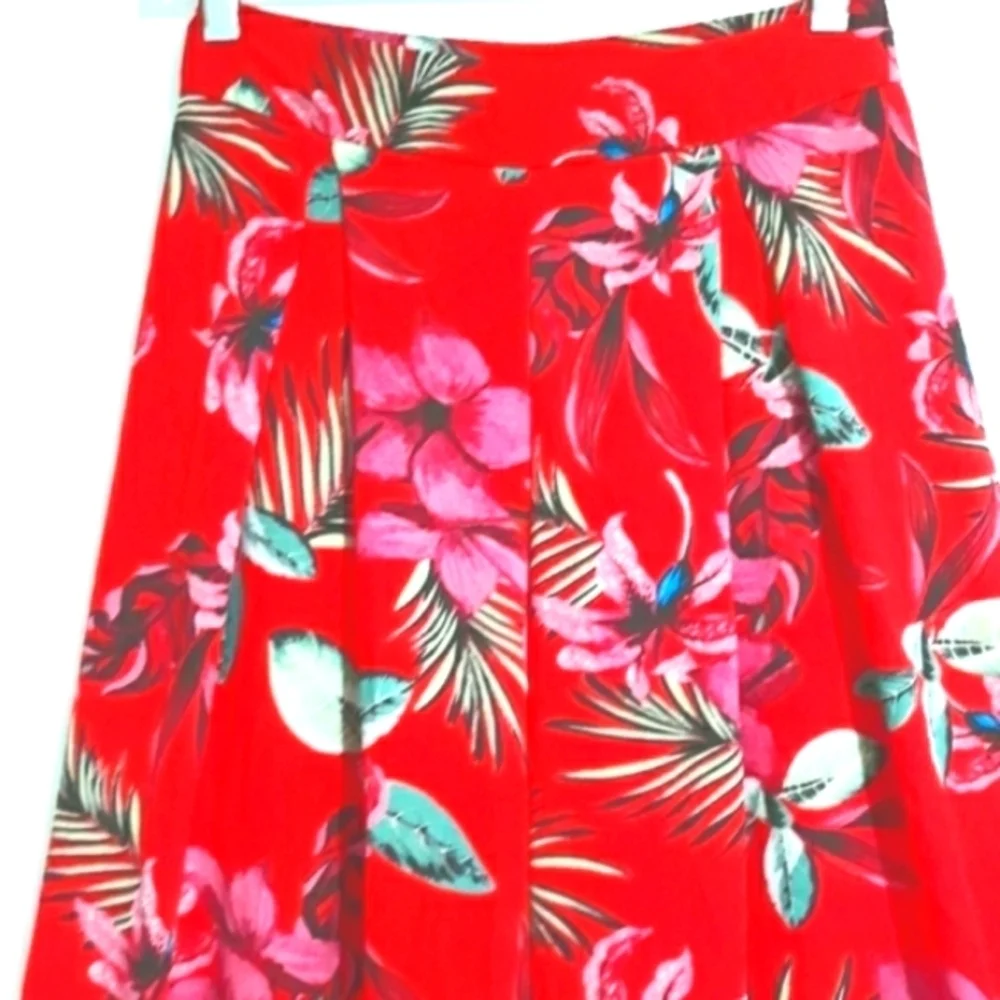 Pants Women's Wide Leg Floral Palazzo Zippered Ted  Pants Size 4
